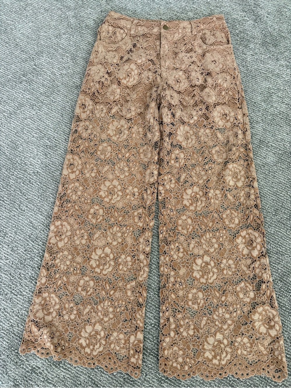 Oli & Hali Lace Wide-Leg Pants in Beige - Picture 2 of 6